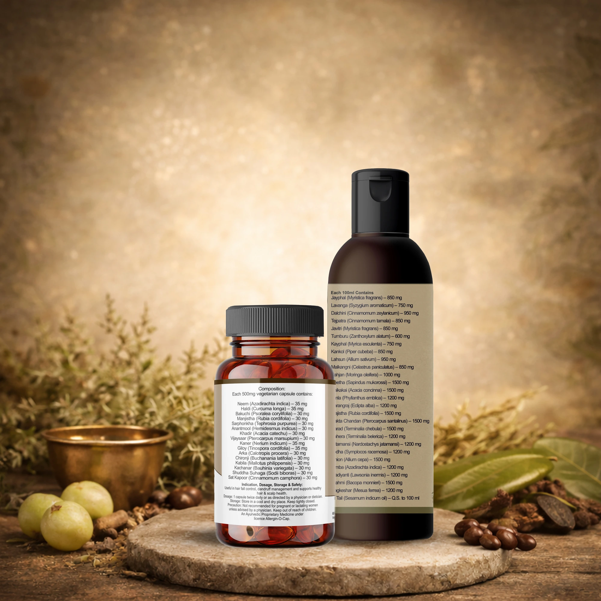 Roots Care Kit Ayurvedic Hair Oil and Capsules by Pure Cure Veda